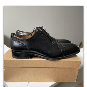Meermin Elton Mens Black Dress Shoes UK Size 10 E, Preowned With Box And Shoebag